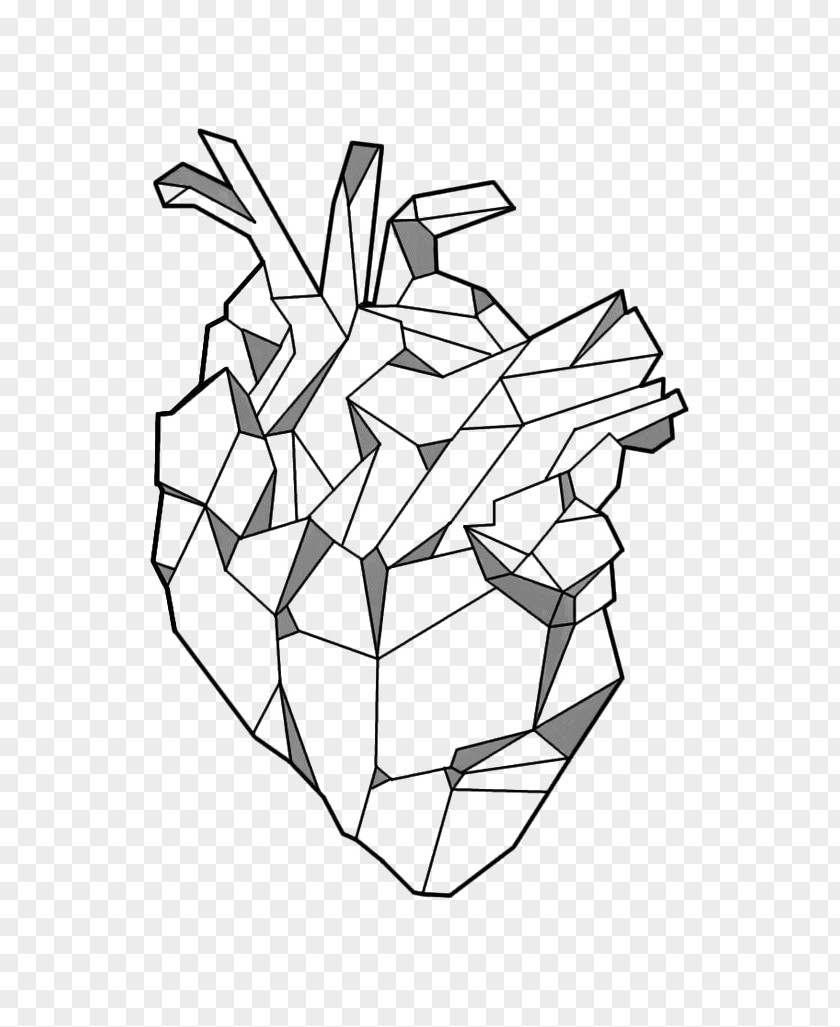 Geomtric Outline Drawing Geometry Paper Heart Shape PNG