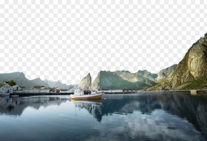 Beautiful Mountain Lake Scenery Lofoten Reine Stock Photography Wallpaper PNG