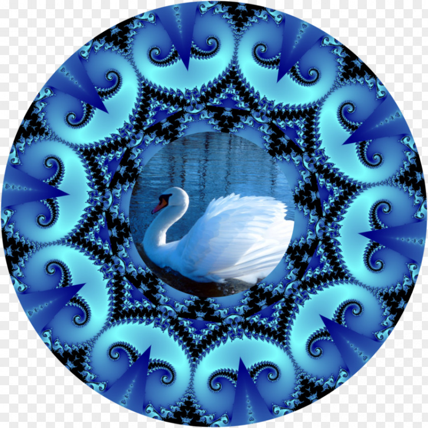 Circle Fractal Art Cobalt Blue Spiral Pattern PNG