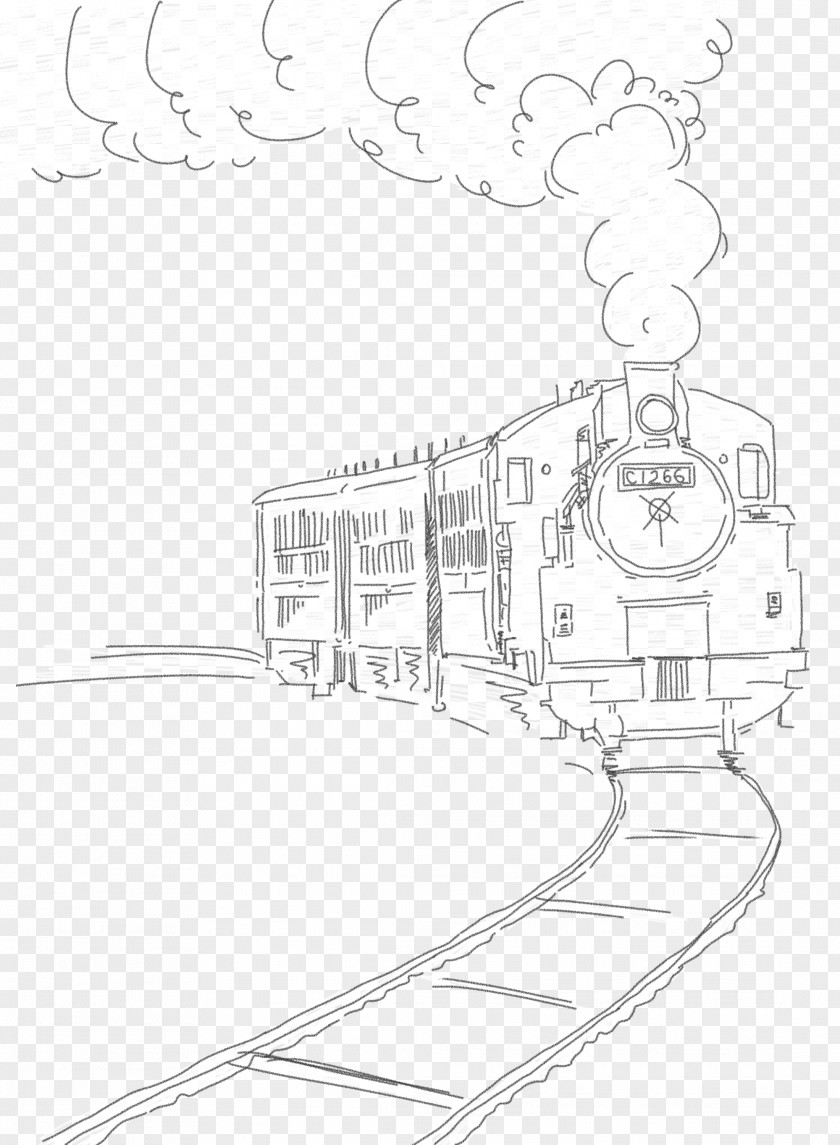 Hand-painted Train Drawing Sketch PNG