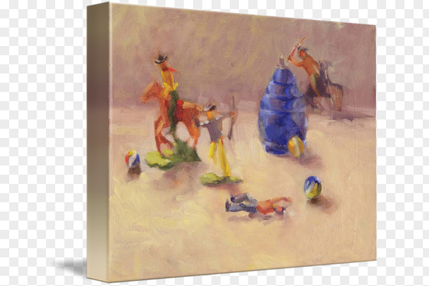 Watercolor Cowboy Still Life Figurine PNG