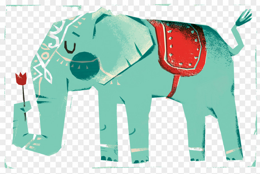 Cute Elephant Painted Roses African Illustration PNG
