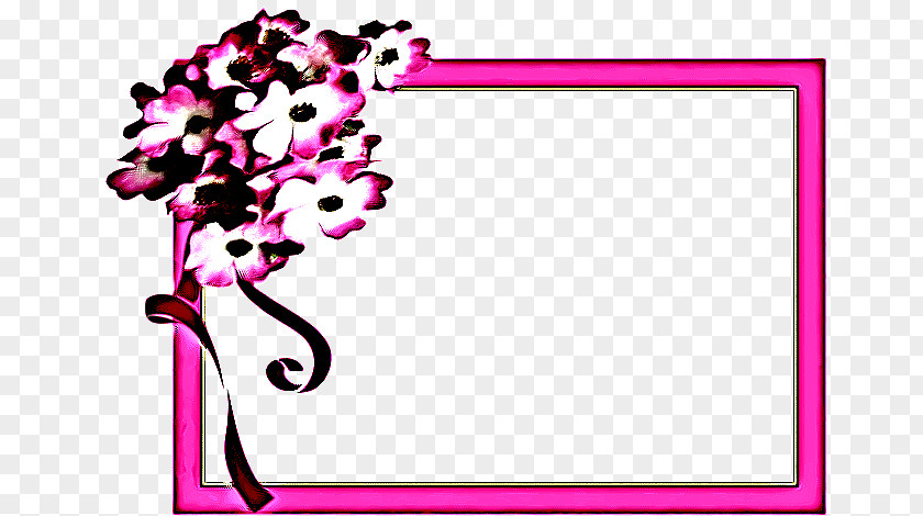 Rectangle Magenta Pink Flower Frame PNG