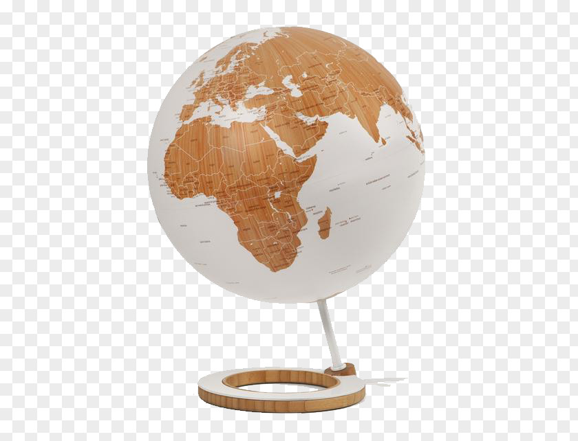 White Globe Earth World Map Bamboo PNG