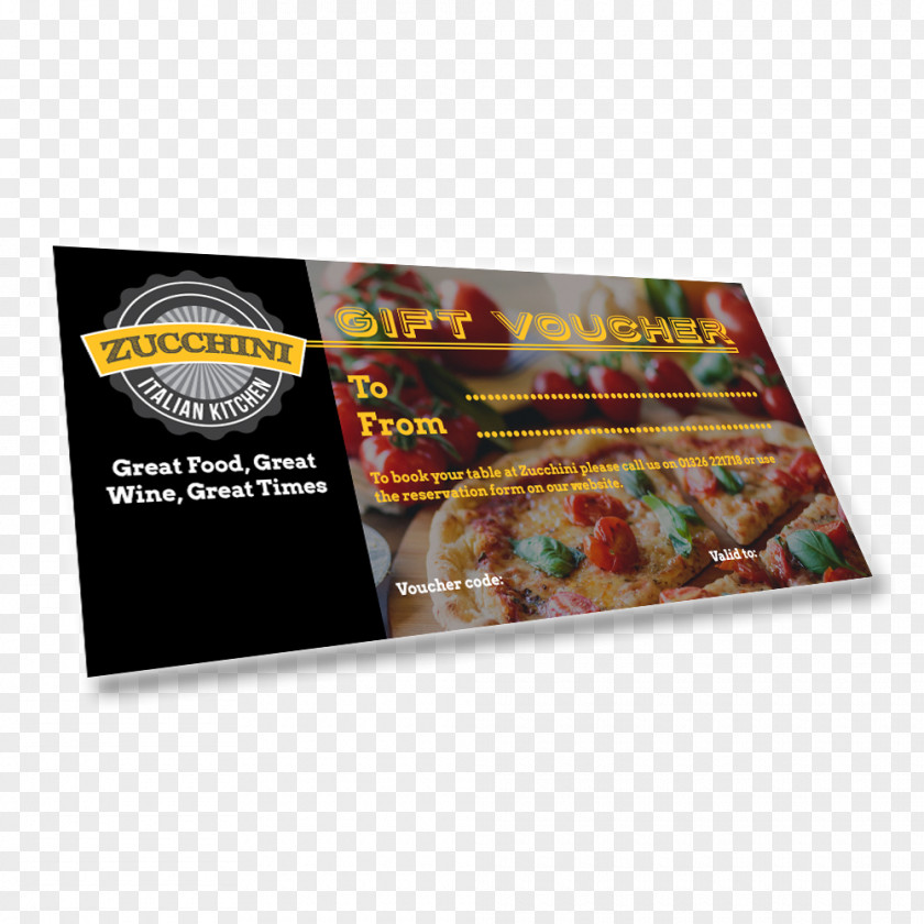 Gift Card Voucher Italian Cuisine Zucchini PNG