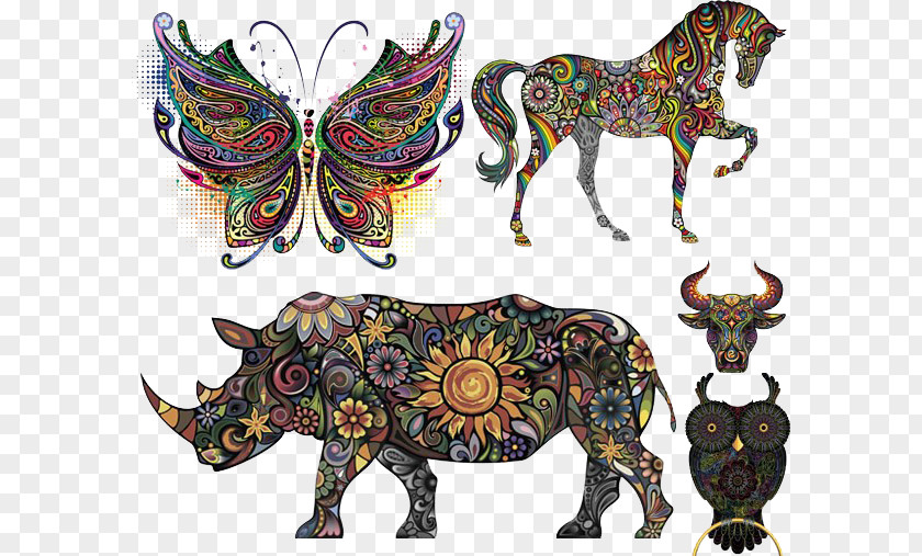 Animal Tattoo Color Wall Decal Pattern PNG