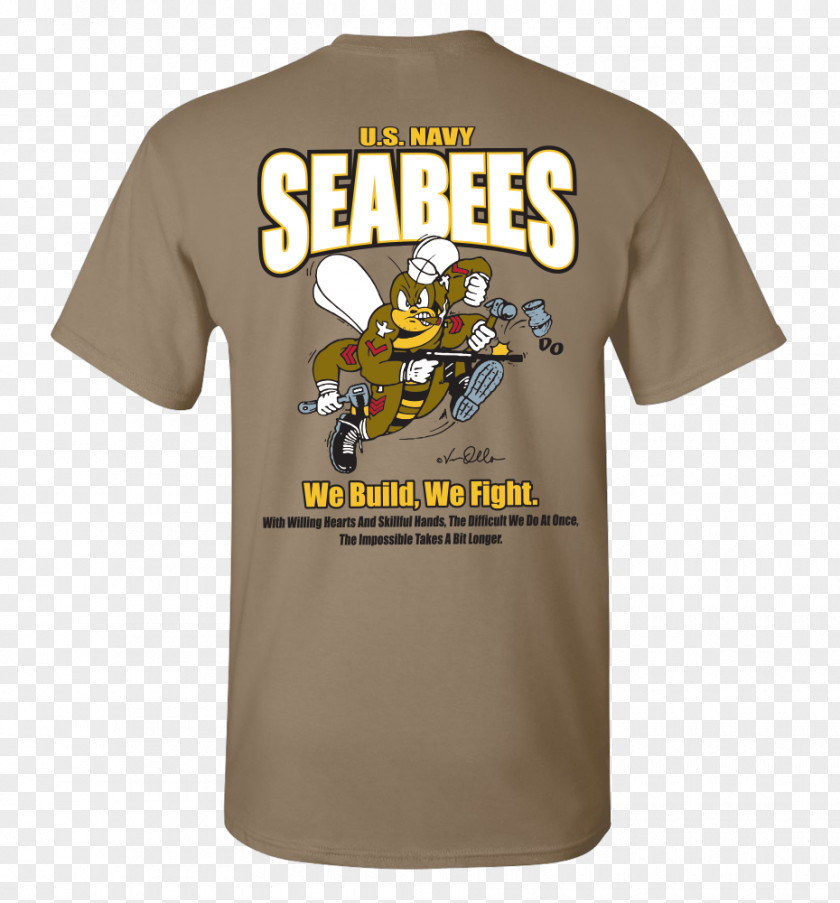 Mens Flat Material T-shirt Seabee United States Navy Sleeve PNG