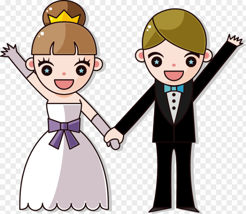 Cartoon Couple Element Wedding Invitation Bridegroom Illustration PNG