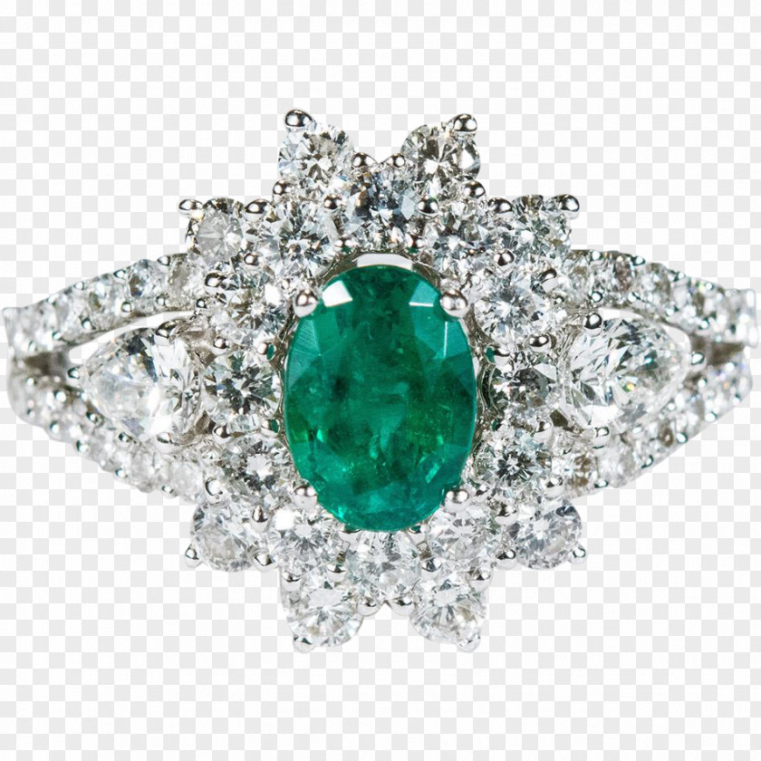 Natural Emerald Earrings Ring Diamond Necklace Gold PNG