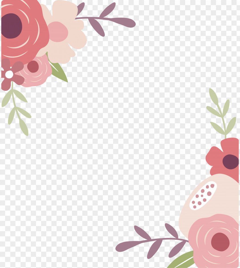 Hand Painted Floral Card Border Paper Design Greeting Flower PNG