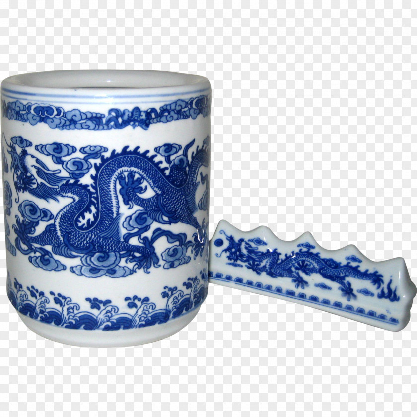 Mug Blue And White Pottery Cobalt Porcelain PNG