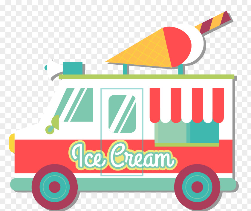 Vector Ice Cream Truck Cone Van PNG