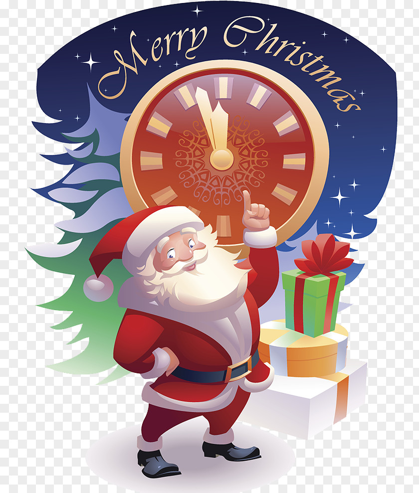Santa Claus Presents Christmas Ornament Text Cartoon Illustration PNG