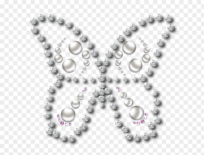 Butterfly Pearl Imitation Gemstones & Rhinestones Necklace PNG