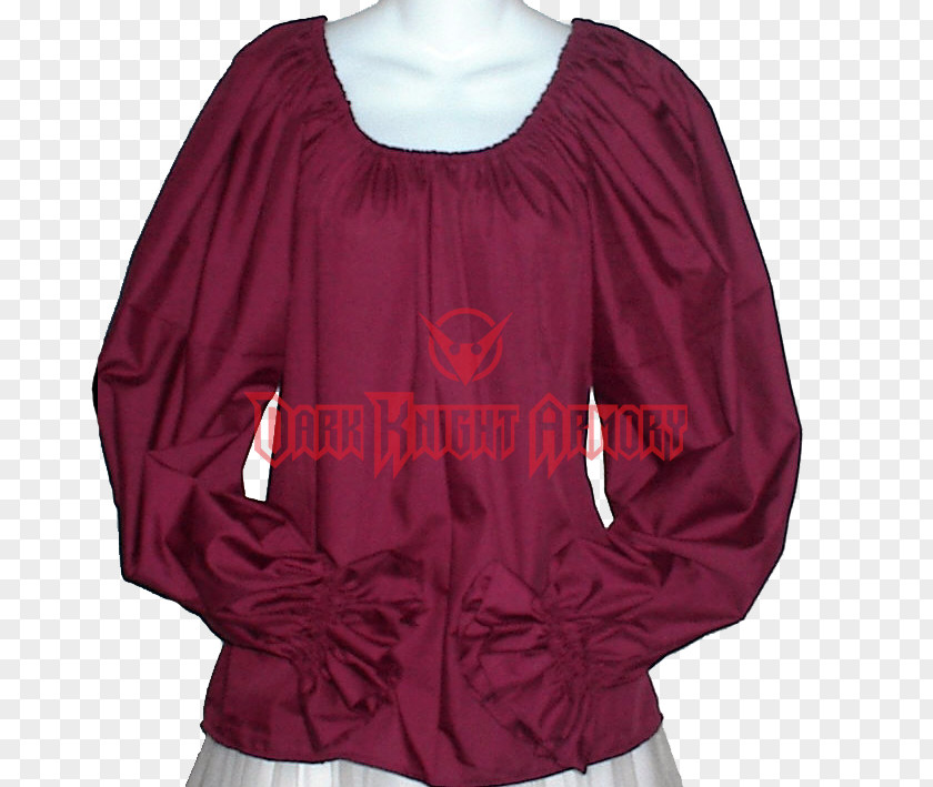 Chemise Sleeve Shoulder Maroon Blouse PNG