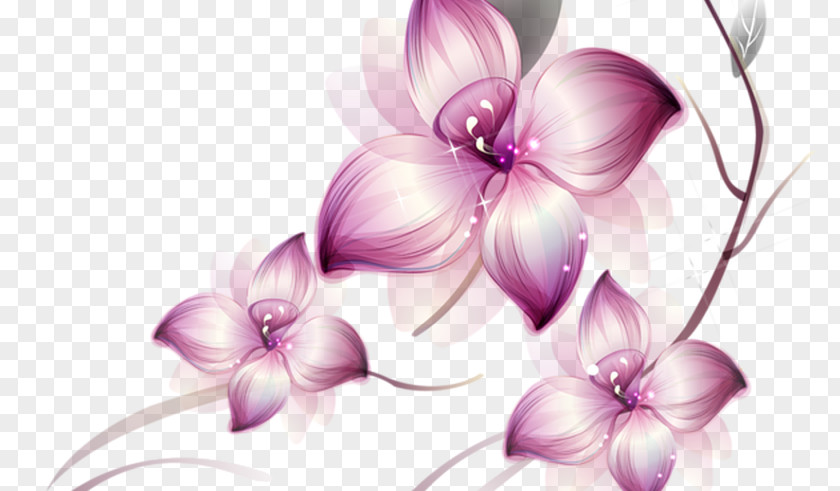 Hand-painted Vegetable Pink Flowers Clip Art PNG