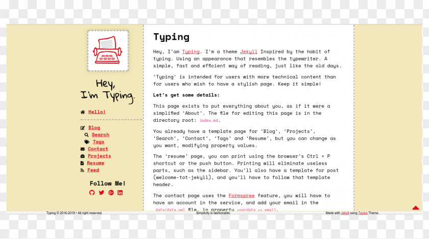 Github Jekyll Template Typing GitHub Blog PNG