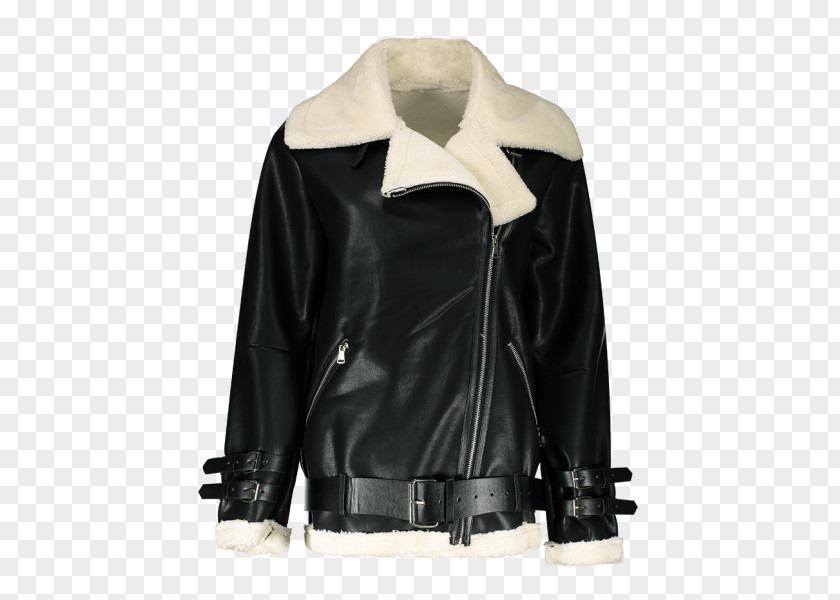 Leather Hoodie Jacket Shearling Coat Lapel PNG