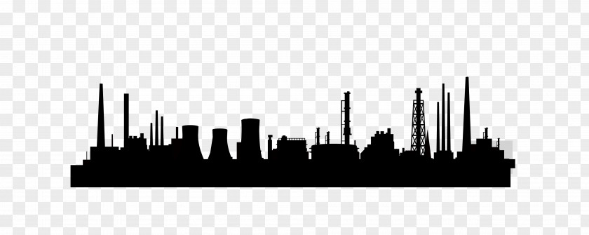 Vector Black City Coal Factory Silhouette Skyline PNG