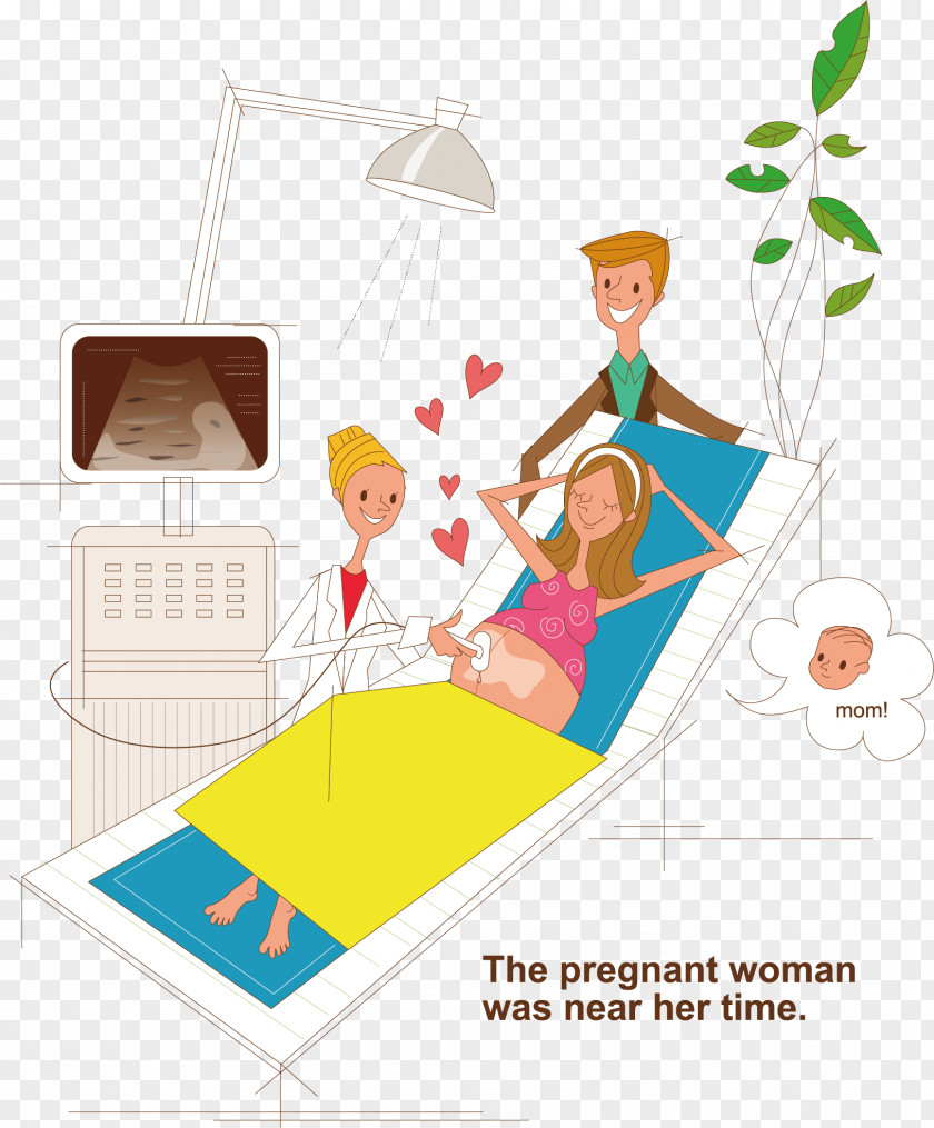 Vector Pregnant Women Check Husband Wife Childbirth Woman PNG