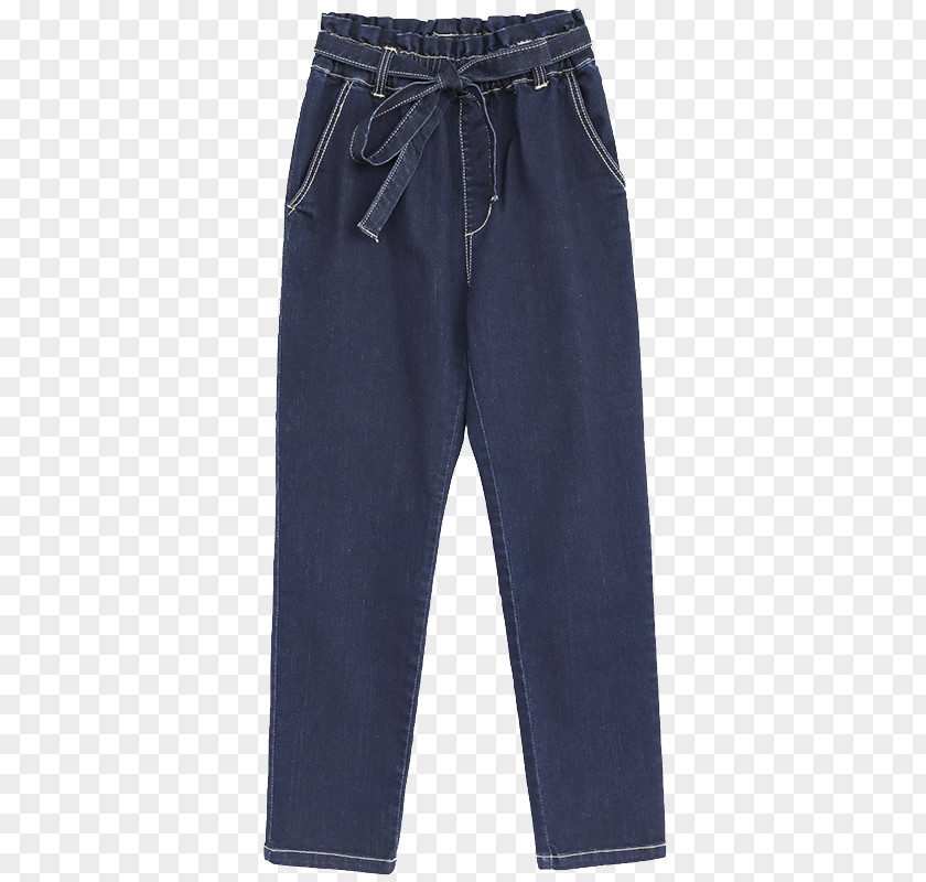 Bow Jeans Blue Denim Waist Trousers PNG