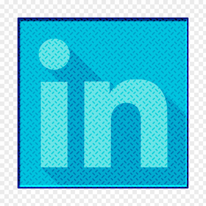 Electric Blue Teal Linkedin Icon Social PNG