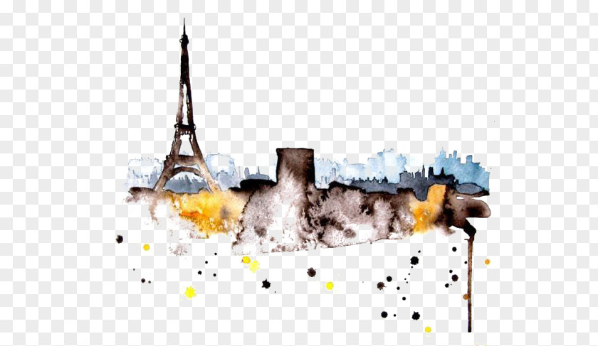Dr. Elena ROMANOVA Watercolor Painting DrawingParis Background Eiffel Tower Aesthetic Medicine & Laser Paris PNG