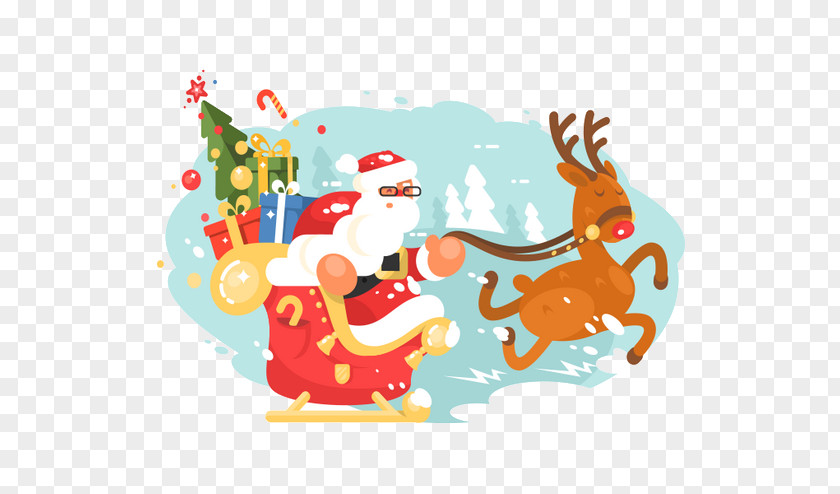 Santa's Sleigh Santa Clauss Reindeer Christmas Sled PNG