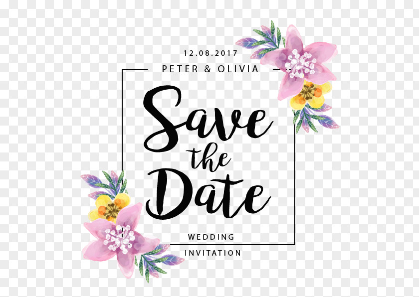 Flowers Border Wedding Save The Date PNG