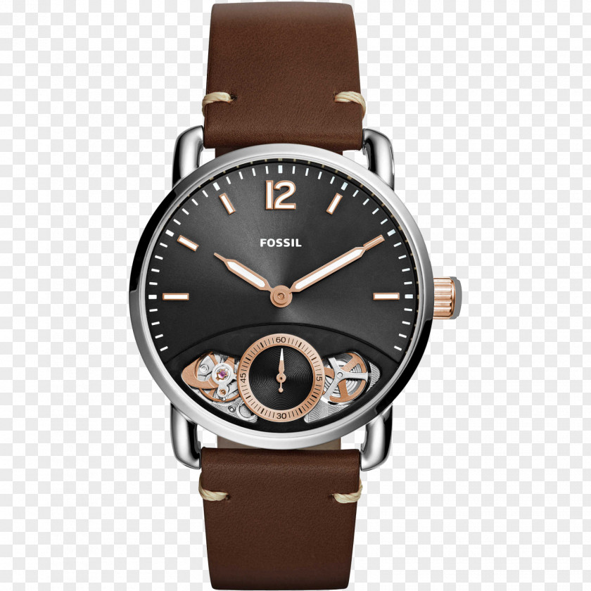 Watch Fossil The Commuter 3H Date Strap Group Leather PNG