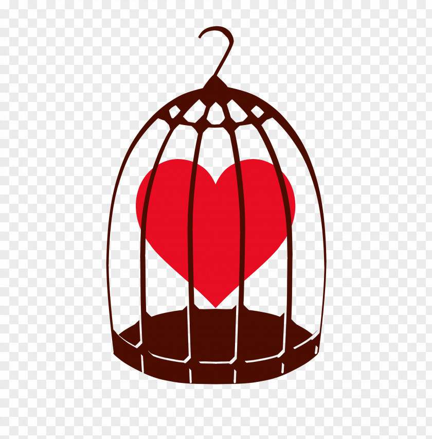 Bird Cage And Heart Red. PNG