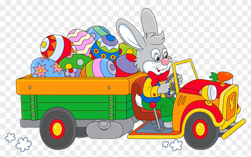 Easter Bunny With Egg Truck Clipart Decorating Clip Art PNG