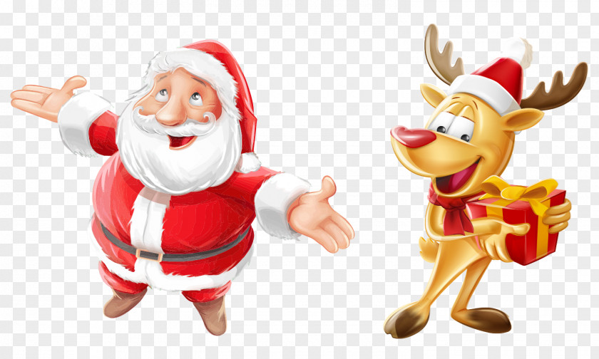 Santa's Reindeer Holiday Elements Santa Clauss Christmas Tree Candy Cane PNG