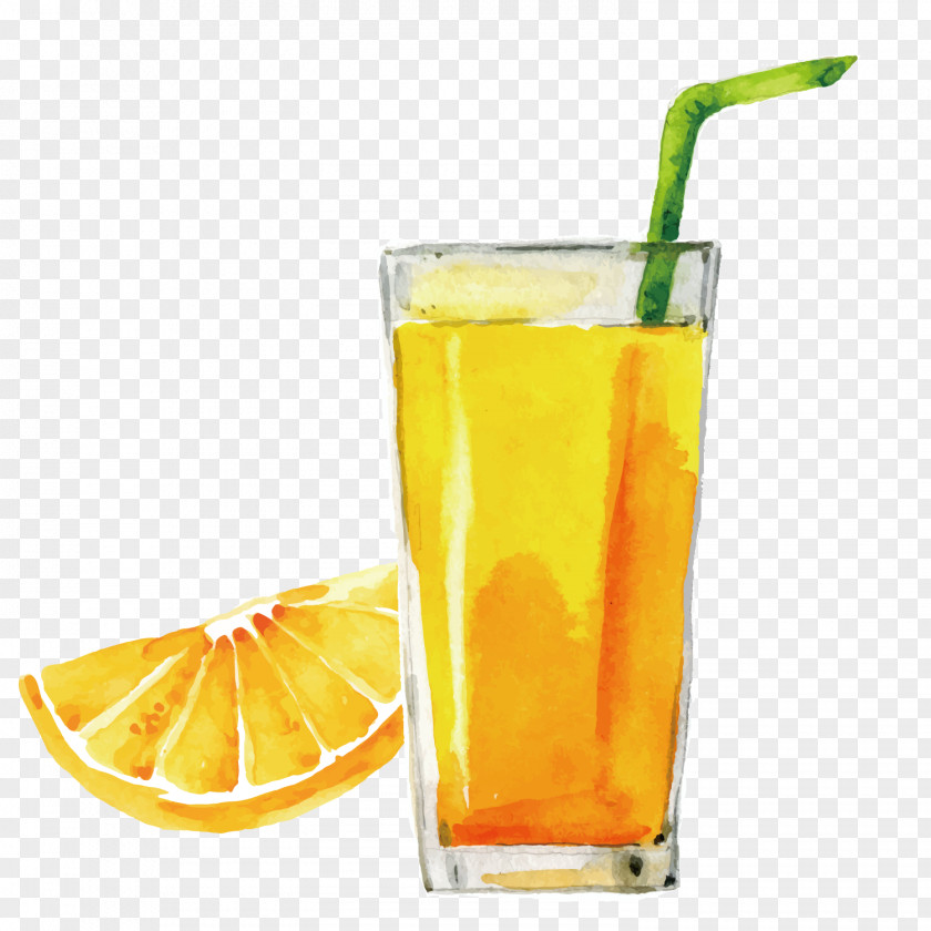 Hand Painted Orange Juice Harvey Wallbanger Cocktail Fuzzy Navel PNG