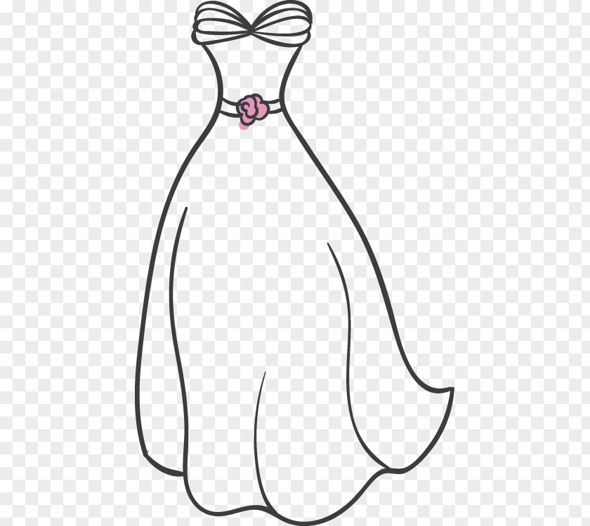 Wedding Elements Dress Black And White Drawing PNG