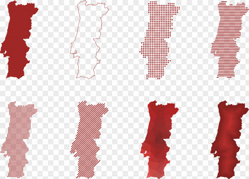 Red Map Collection Portugal Drawing Illustration PNG