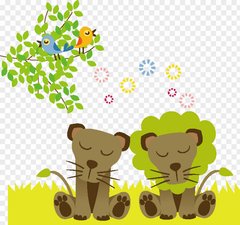 Cute Lion Grassland Cartoon PNG