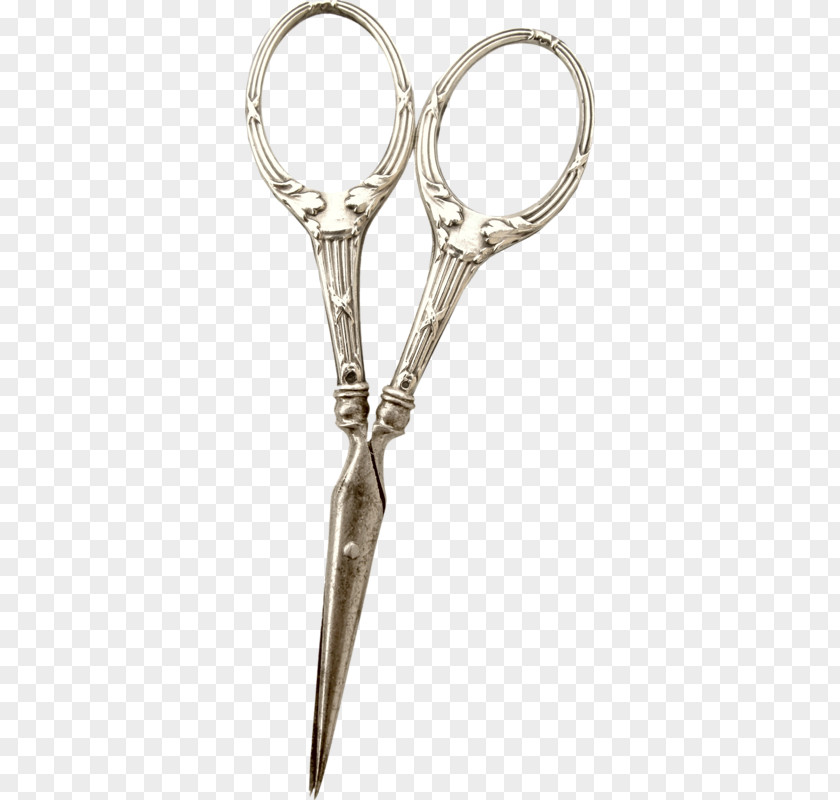 Silver Scissors Paper Embroidery PNG