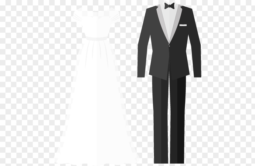 Vector Hand-painted Wedding Dress Tuxedo Suit PNG