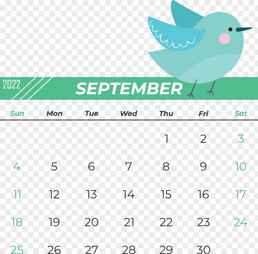 Birds Beak Calendar Font Green PNG