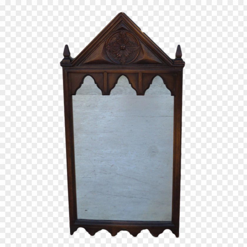 Walnut Light Mirror Gothic Architecture Sconce PNG