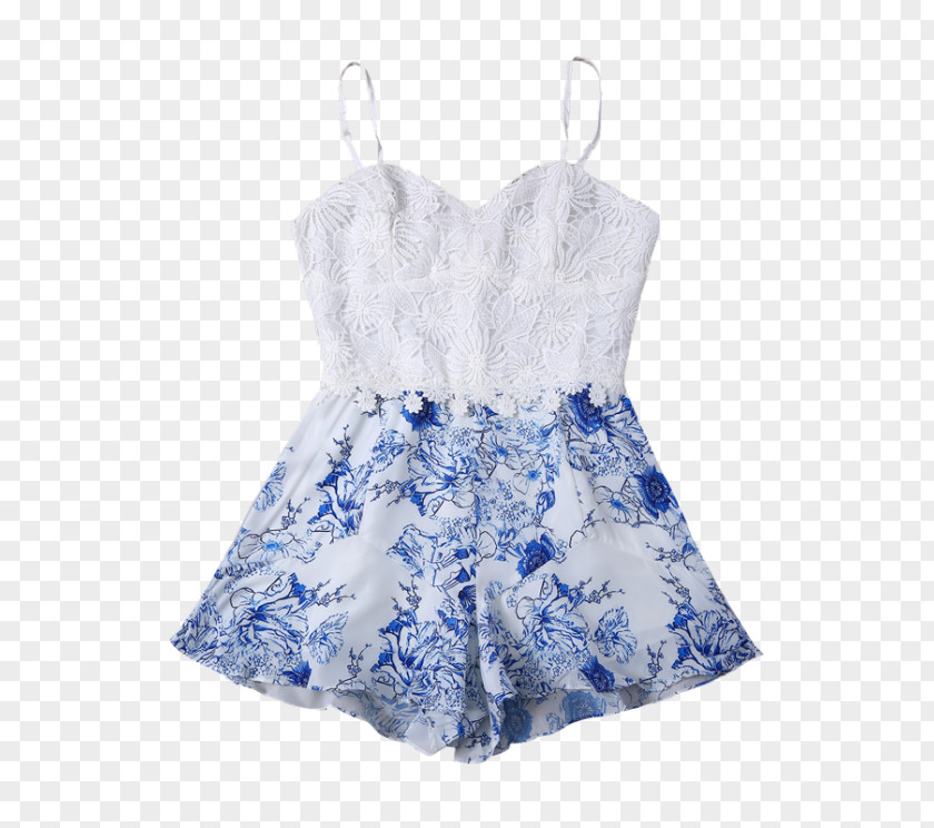Watercolor Blue Flower Romper Suit Dress Clothing Jumpsuit PNG
