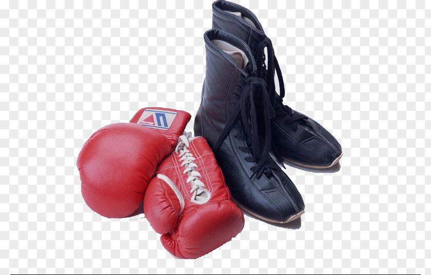 Boxing Gloves And Black High-top Shoes Sports Equipment Glove PNG