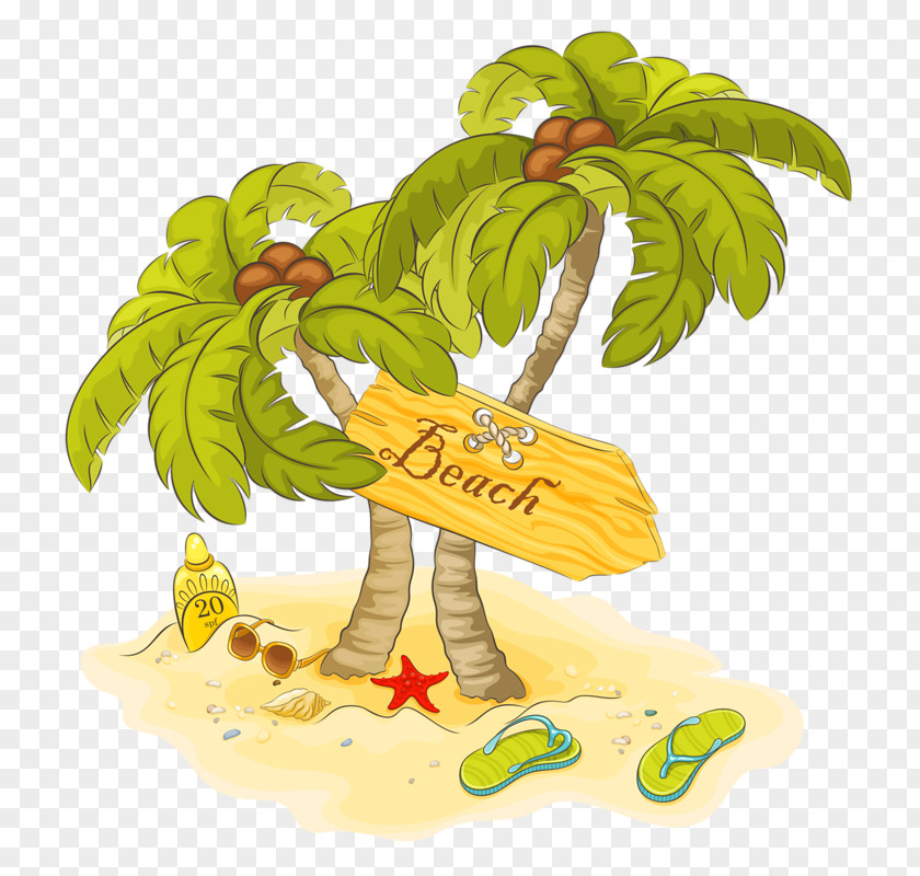 Coconut Tree Sandy Beach Clip Art PNG