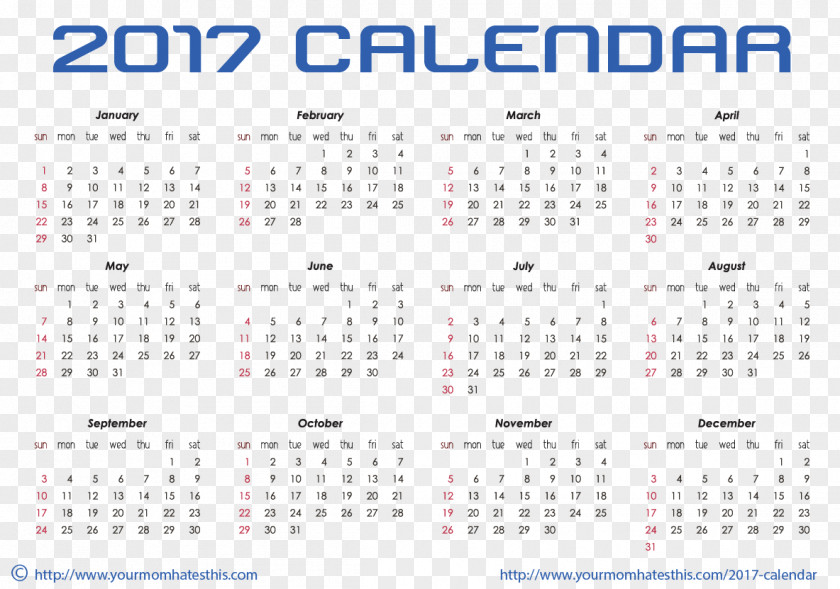 2017 Calendar Template Download Date Clip Art PNG