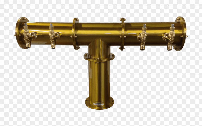 Gold Powder Coat Beer Tower Brass Tap Faucet Handles & Controls PNG