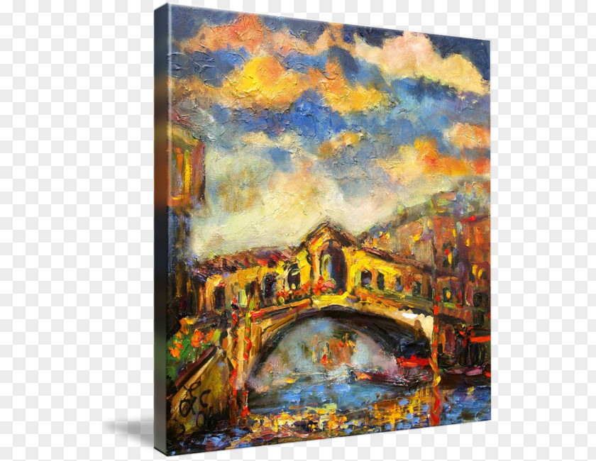 Oil Paintings Rialto Bridge Watercolor Painting Art Canvas PNG