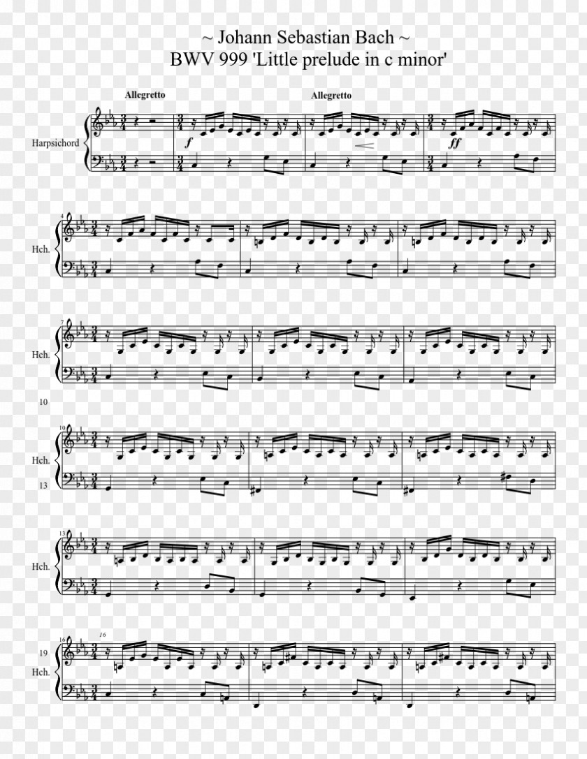 Three Preludes: No. 2. Andante Con Moto E Poco Rubato Prelude In C Minor PNG con moto e poco rubato in minor, BWV 999 and Fugue major, 846, sheet music clipart PNG