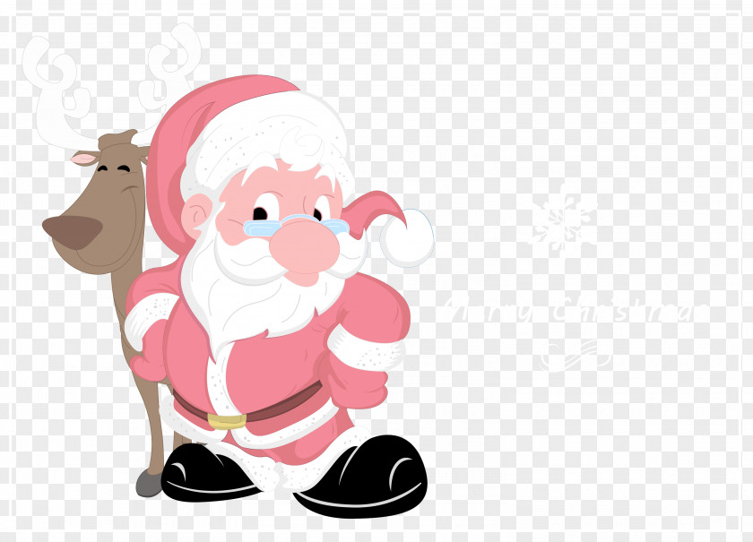 Vector Santa Claus Christmas Deer Reindeer SantaCon Drawing PNG
