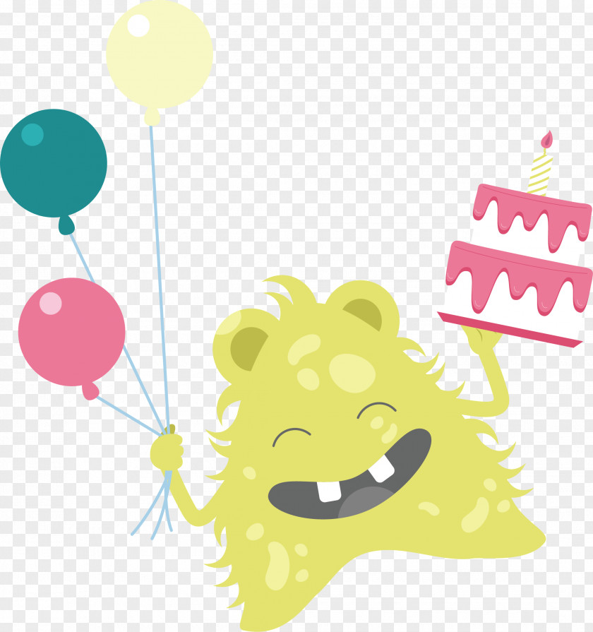 Monster Birthday Cake Illustration PNG